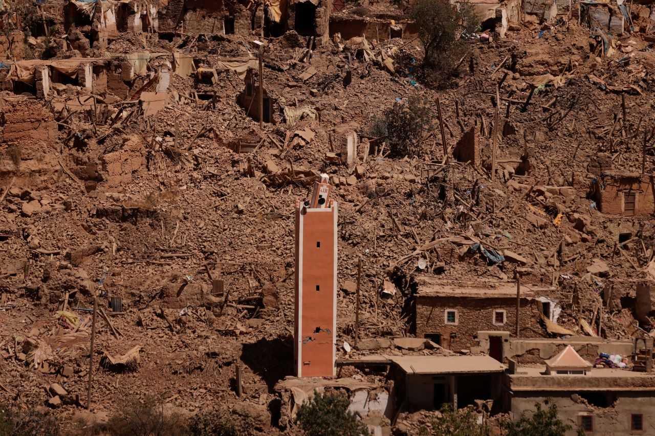 Pandangan umum kerosakan akibat gempa bumi yang mengorbankan ribuan penduduk, di Adassil, Maghribi, 11 September. Gambar: Reuters