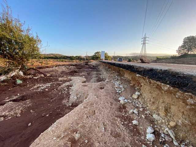 A view shows a damaged road, after a powerful storm and heavy rainfall hit Qandula, Libya, Sept 12. Photo: Reuters