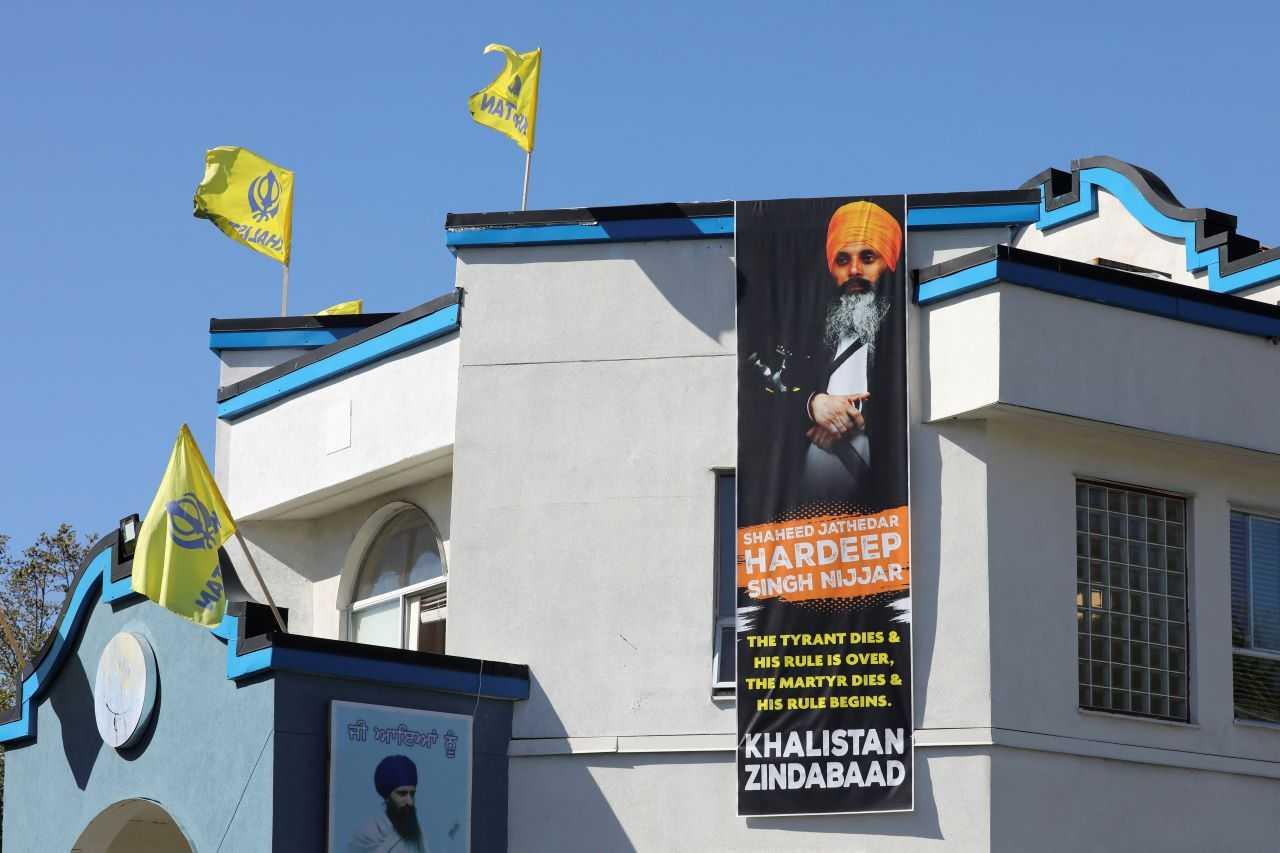 A sign outside the Guru Nanak Sikh Gurdwara temple is seen after the killing on its grounds in June of Sikh leader Hardeep Singh Nijjar, in Surrey, British Columbia, Canada Sept 18. Photo: Reuters