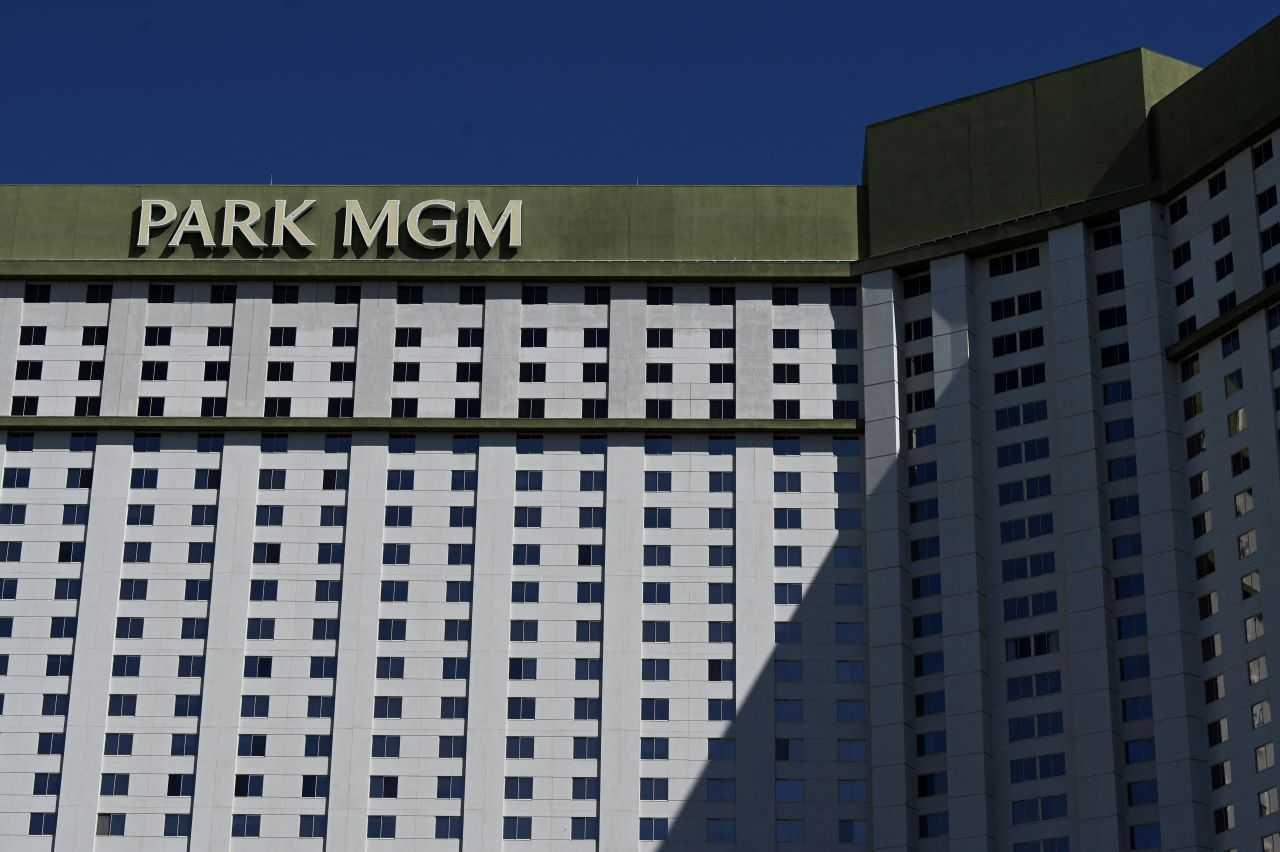 A view of Park MGM hotel and casino signage, after MGM Resorts shut down some computer systems due to a cyber attack in Las Vegas, Nevada, US, Sept 13. Photo: Reuters