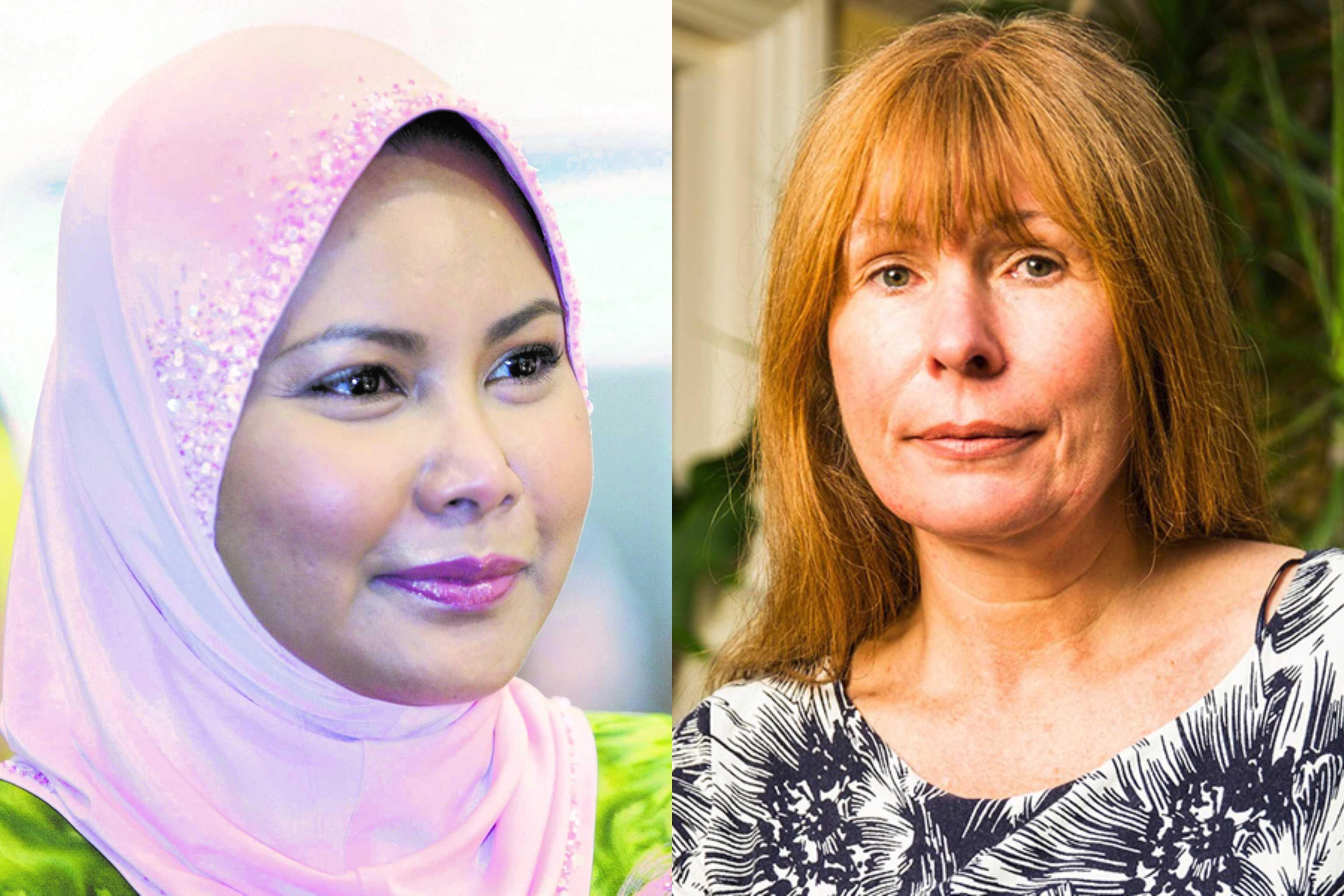Sultanah Terengganu Sultanah Nur Zahirah (kiri) dan editor Sarawak Report Clare Rewcastle-Brown.