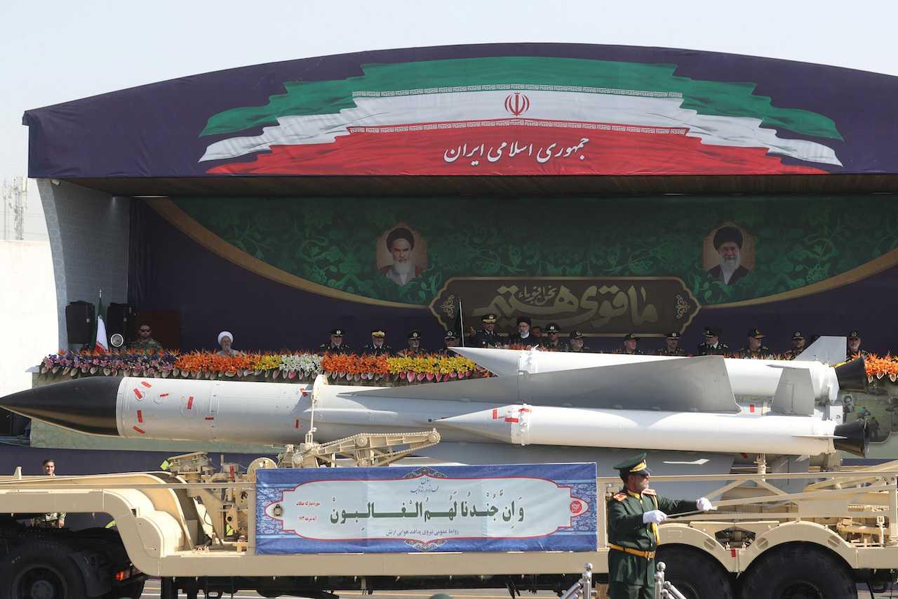 An Iranian missile is seen during the annual military parade in Tehran, Iran, Sept 22. Photo: Reuters