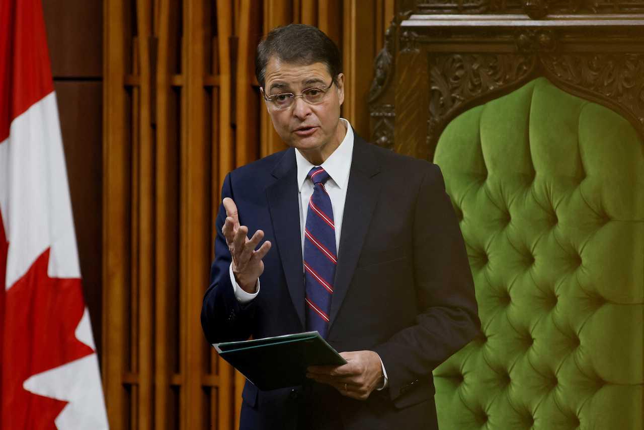 Liberal MP Anthony Rota speaks after being re-elected as speaker of the House of Commons on Parliament Hill in Ottawa, Ontario, Canada, Nov 22, 2021. Photo: Reuters