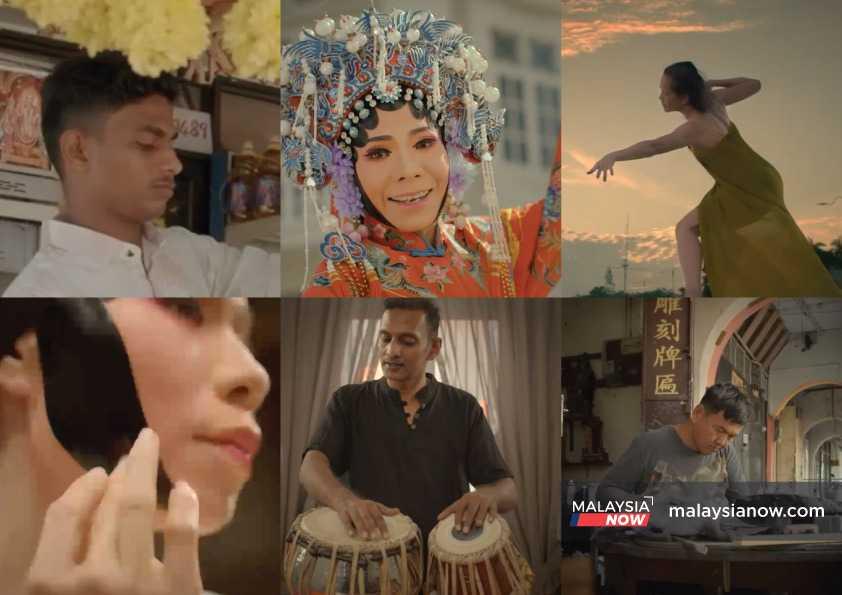 Screen captures from a teaser video for the George Town Festival which has since been taken down after allegations it completely ignored Penang's Malay-Muslim heritage.
