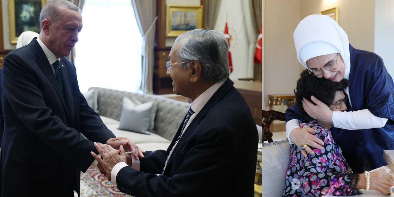 President Recep Tayyip Erdogan and his wife welcoming Dr Mahathir Mohamad and Dr Hasmah Ali at the presidential palace in Ankara in 2023.