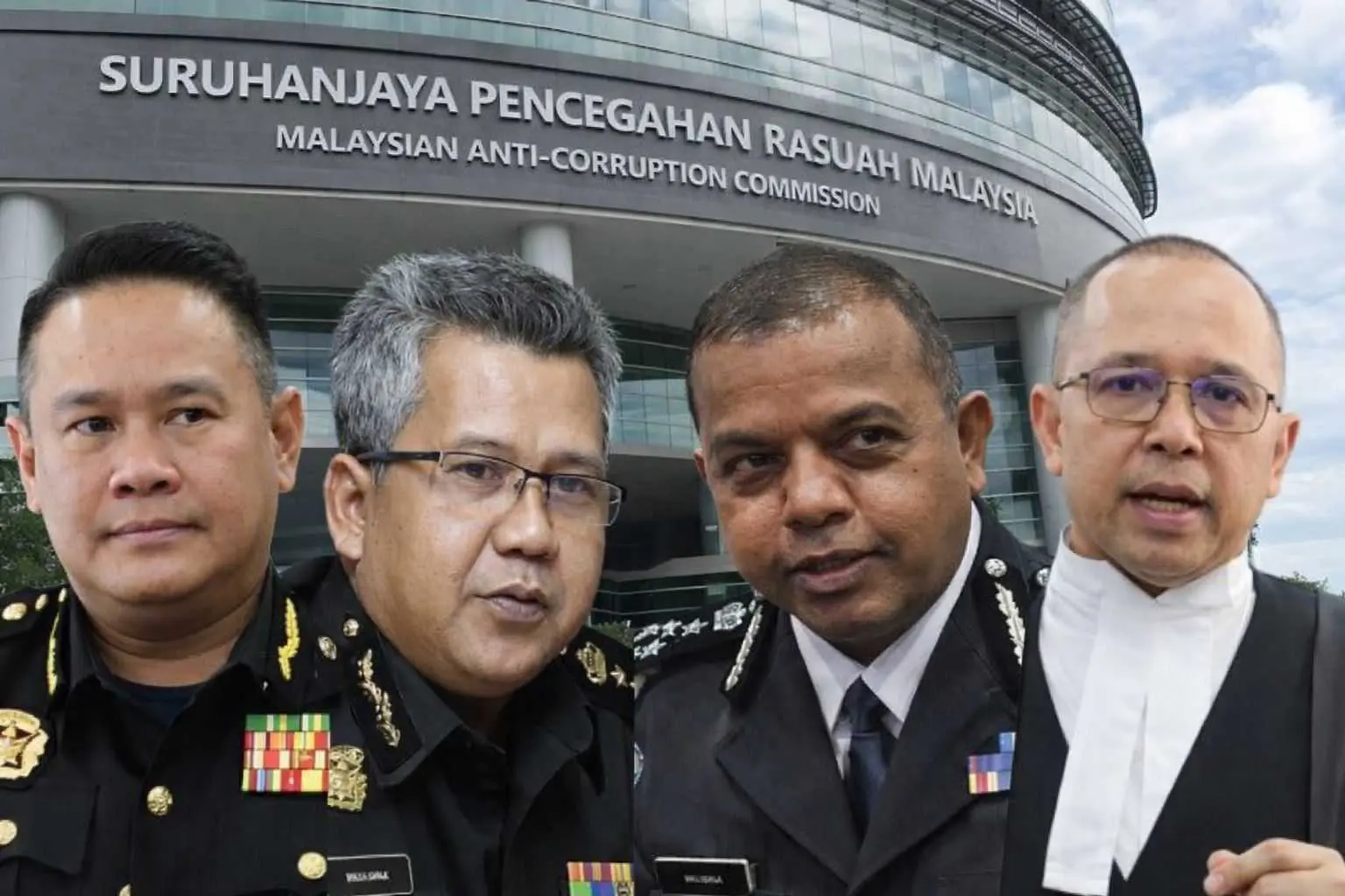 From left: MACC deputy chief commissioners Ahmad Khusairi Yahaya and Azmi Kamaruzaman, deputy IGP Ayob Khan Mydin Pitchay and former MACC legal director Wan Shaharuddin Wan Ladin.