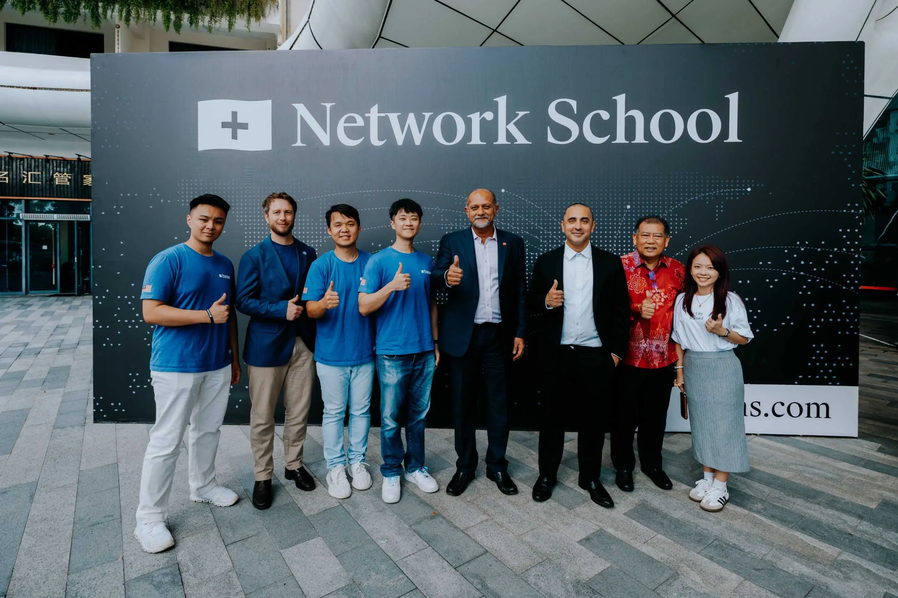Digital Minister Gobind Singh Deo with Network School founder Balaji Srinivasan (4th and 3rd from right) during a visit on April 17, 2026. Photo: Base APAC
