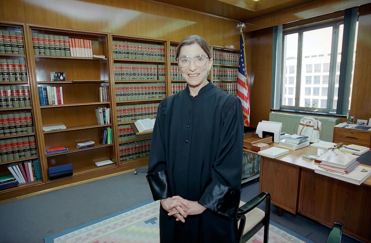 Ruth Bader Ginsburg poses in her robe in her office at US District Court in Washington in this Aug 3, 1993 file picture. Photo: AP