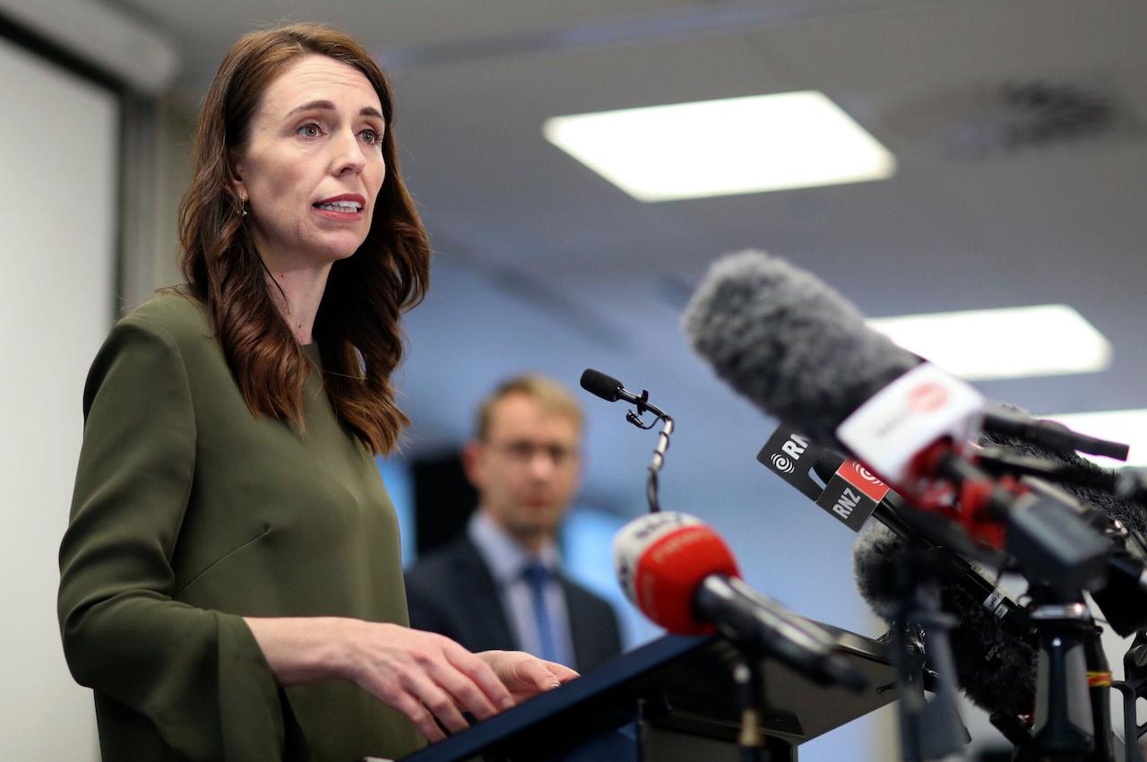 New Zealand Prime Minister Jacinda Ardern addresses a press conference on the latest Covid-19 updates in Auckland, New Zealand, Sept 21. Photo: AP