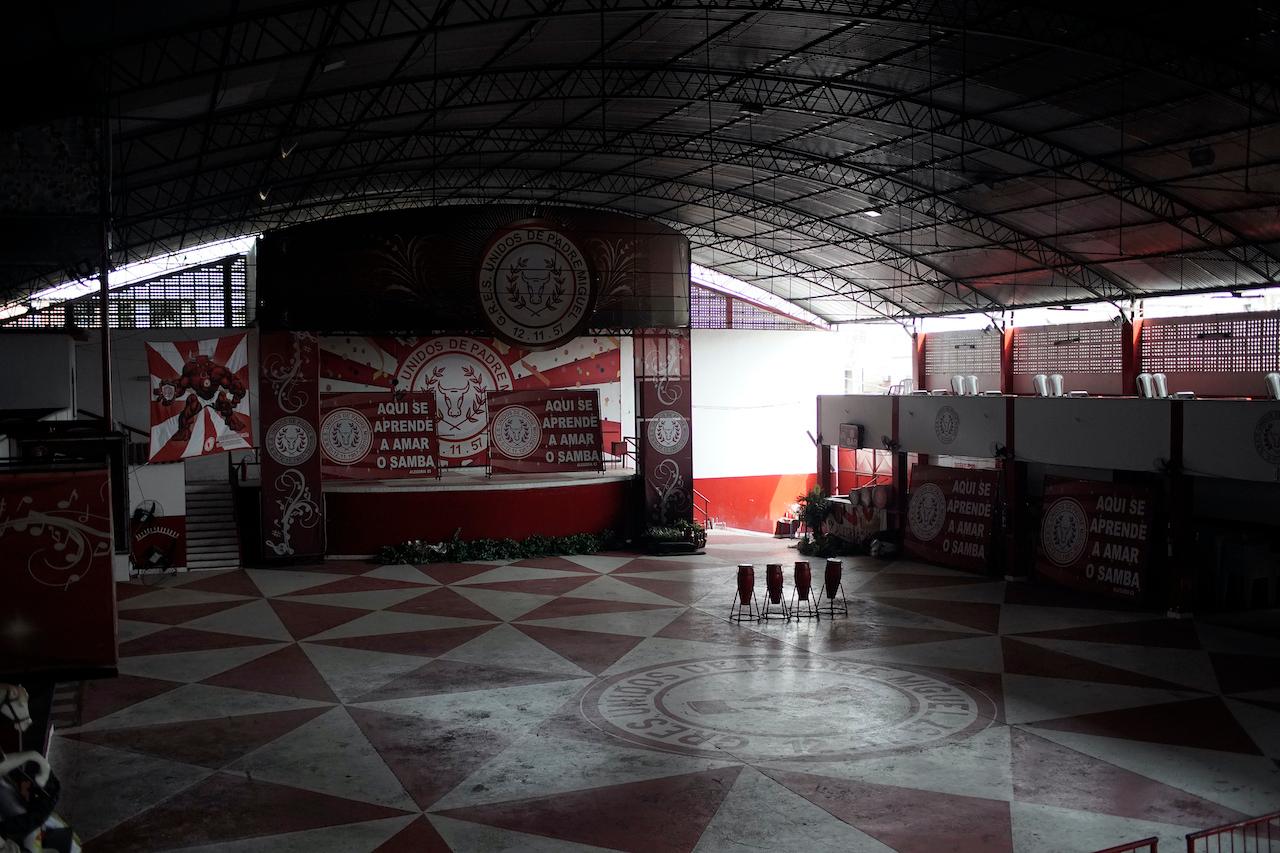 A 'quadra' or court, which this time of year is usually filled with carnival performers practicing their dance moves, sits empty in the Unidos de Padre Miguel samba school, in Rio de Janeiro, Brazil, Sept 21. Photo: AP
