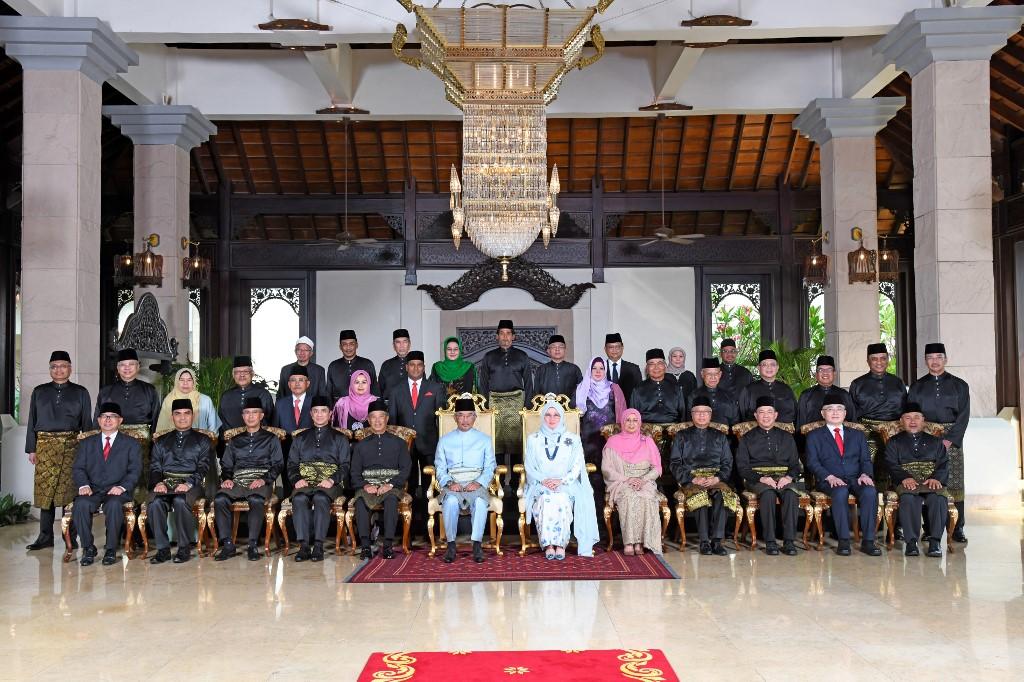 Yang di-Pertuan Agong Sultan Abdullah Sultan Ahmad Shah with Prime Minister Muhyiddin Yassin and his Cabinet shortly after Perikatan Nasional took over the federal government in March. Photo: AFP
