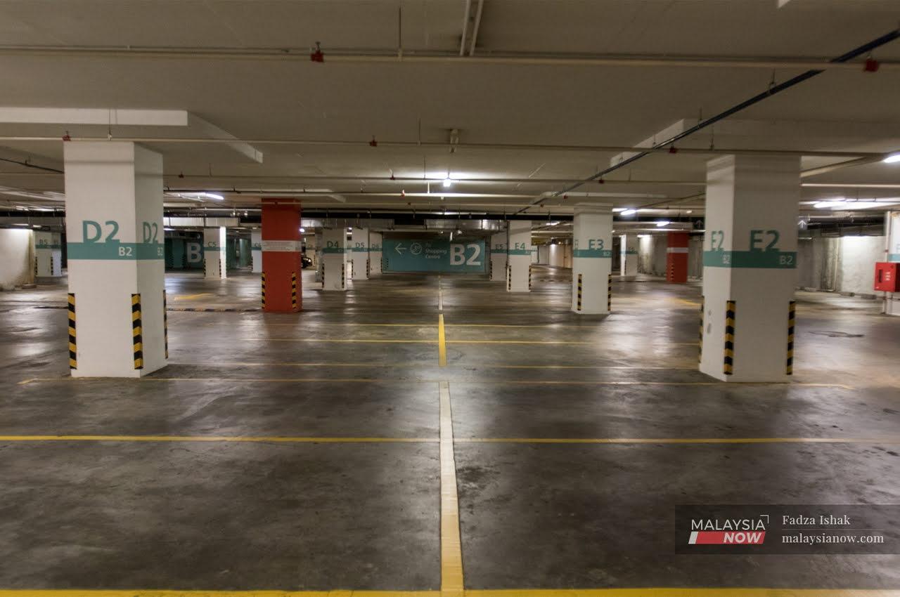 The parking lot at a mall in Petaling Jaya, Selangor, stands deserted as the conditional movement control order continues in the state.