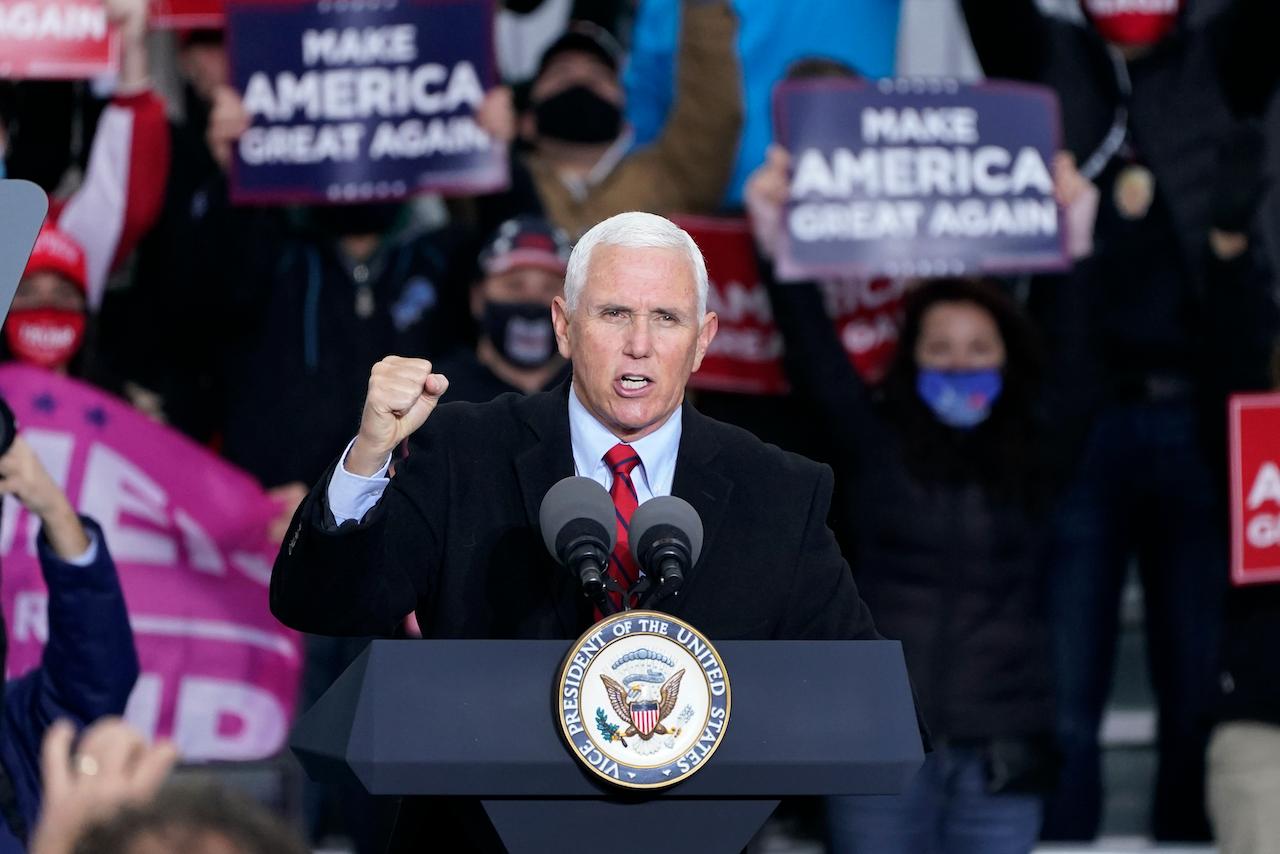 US Vice-President Mike Pence speaks in Waterford Township, Michigan on Oct 22. Photo: AP
