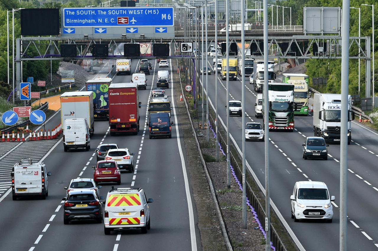 Traffic moves along the M6 motorway near Birmingham, England in this May 18 file photo. Photo: AP