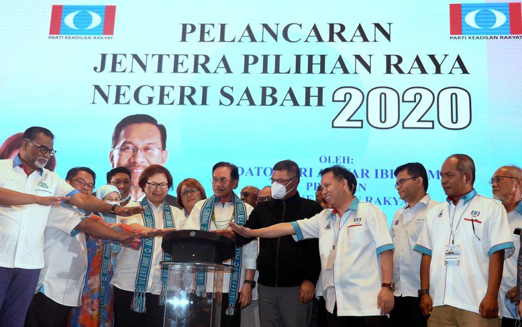 PKR president Anwar Ibrahim launches the party's election machinery on Sept 5 ahead of the Sabah polls. Photo: Bernama