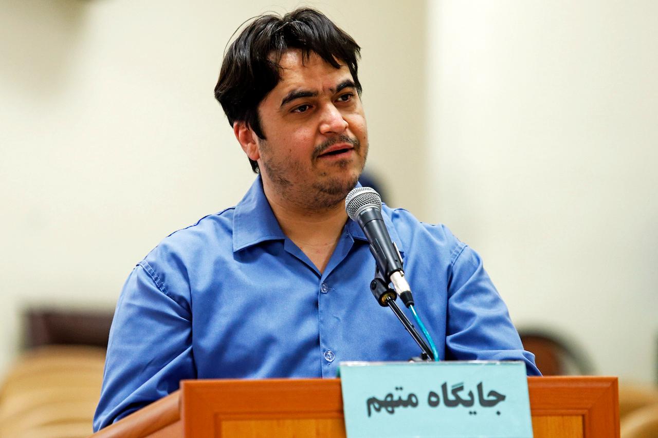 In this June 2 file photo, journalist Ruhollah Zam speaks during his trial at the Revolutionary Court, in Tehran, Iran. Photo: AP