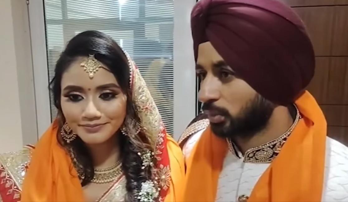 Gambar perkahwinan Illi Najwa Saddique dan suaminya Manpreet Singh Parwarwas.