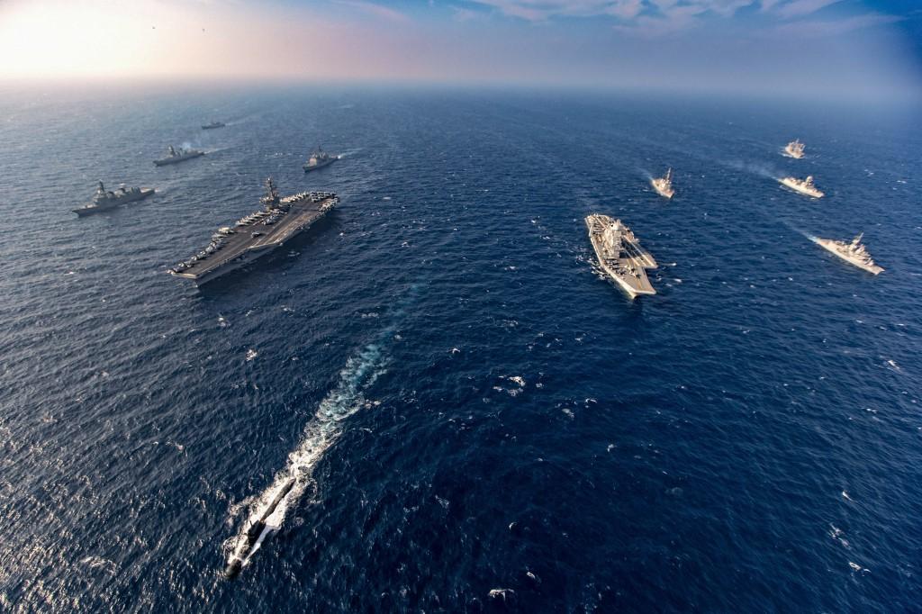 Ships from the Indian navy take part in a naval exercise last month. Photo: AFP