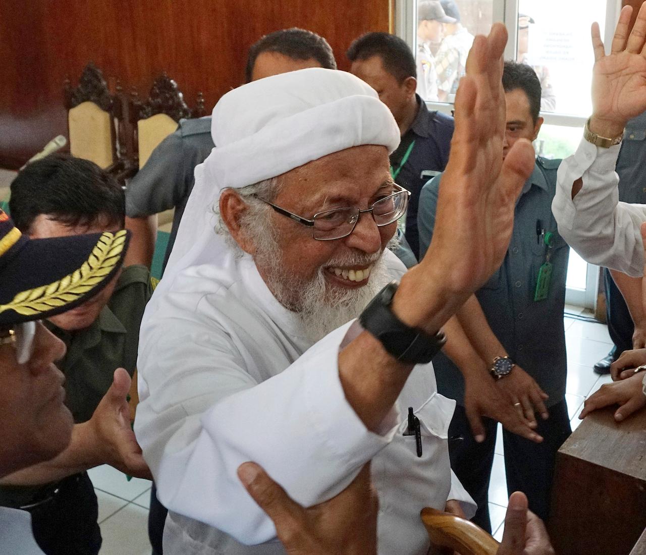 Abu Bakar Bashir was jailed in 2011 for his links to militant training camps in Aceh province. Photo: AP