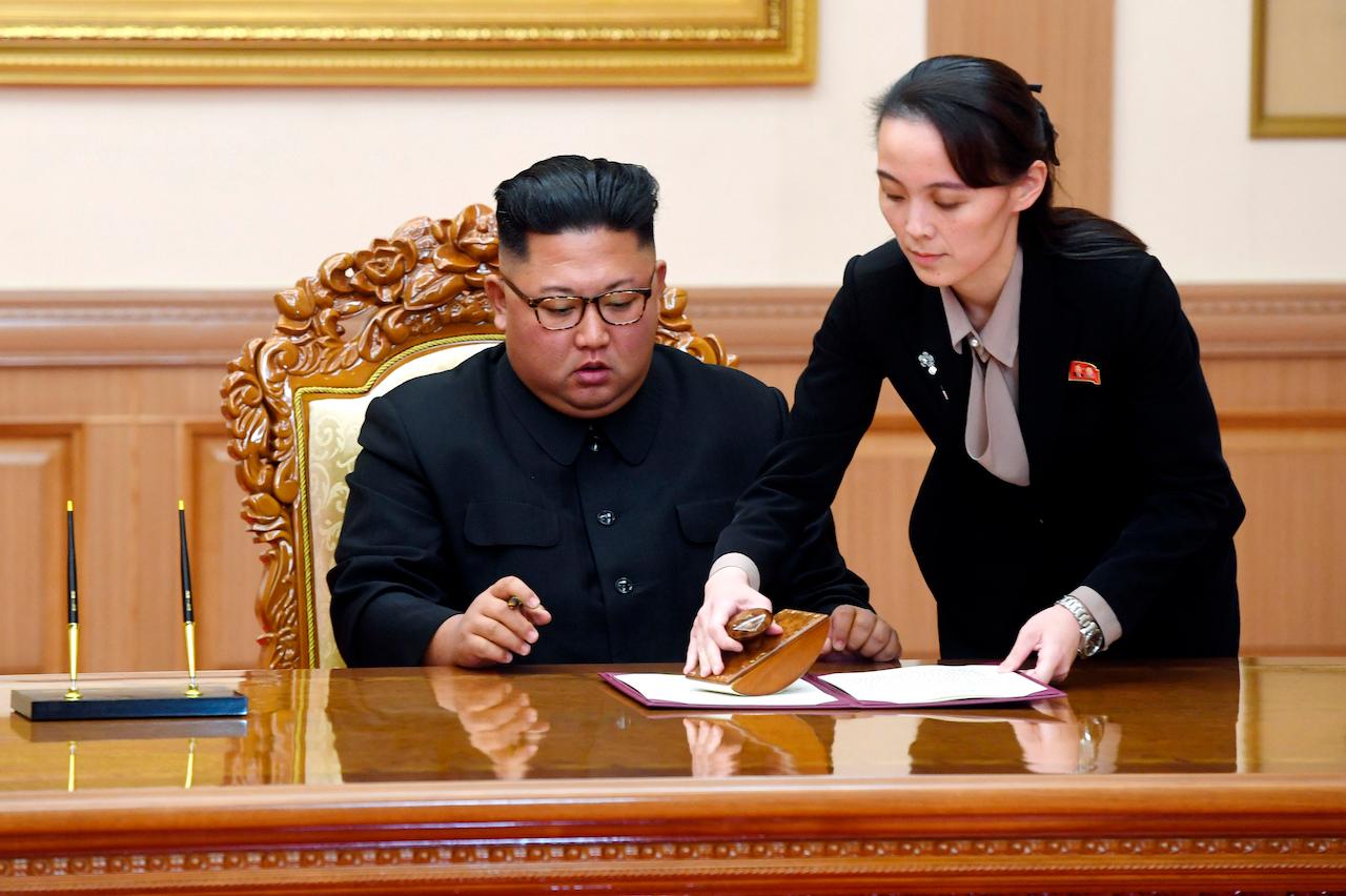 Kim Yo Jong (right) with her brother, North Korean leader Kim Jong Un. Experts say Jong Un may be worried about her rapid rise and increasingly high profile. Photo: AP