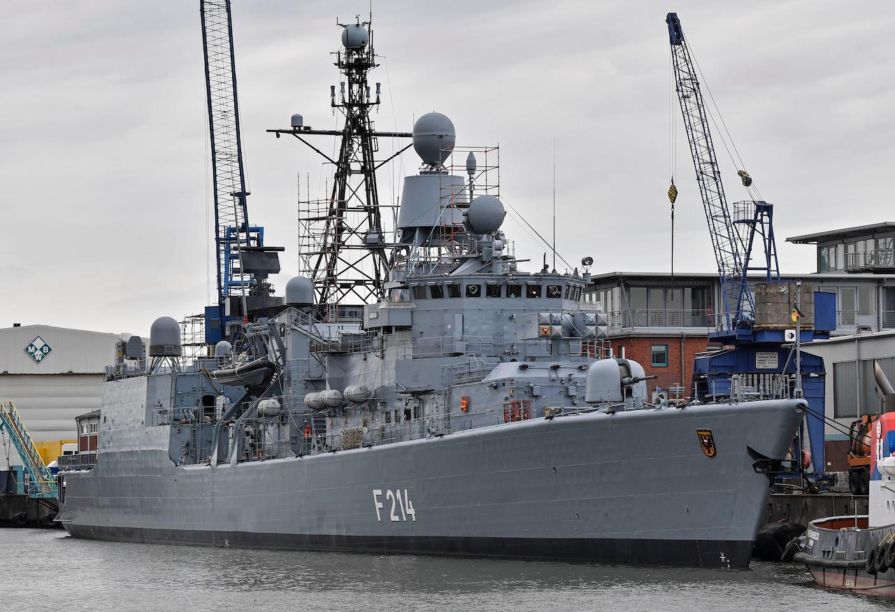 A German frigate at the harbour in Bremerhaven, Germany, May 16, 2019. Photo: AP