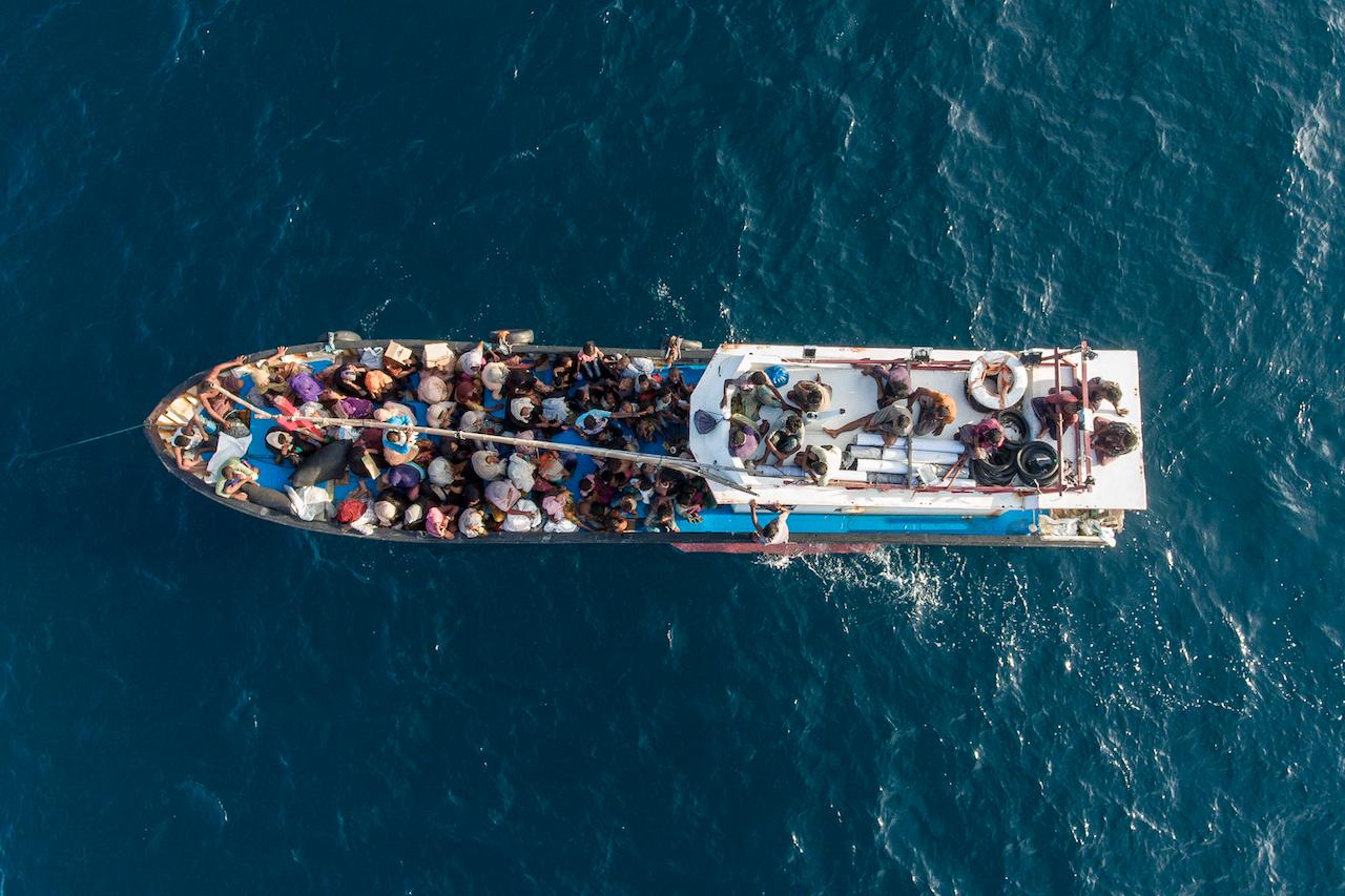 A boat carrying Rohingya Muslims off North Aceh, Indonesia on June 24, 2020. Malaysia is the main destination for Rohingya fleeing misery in Bangladeshi refugee camps. Photo: AP