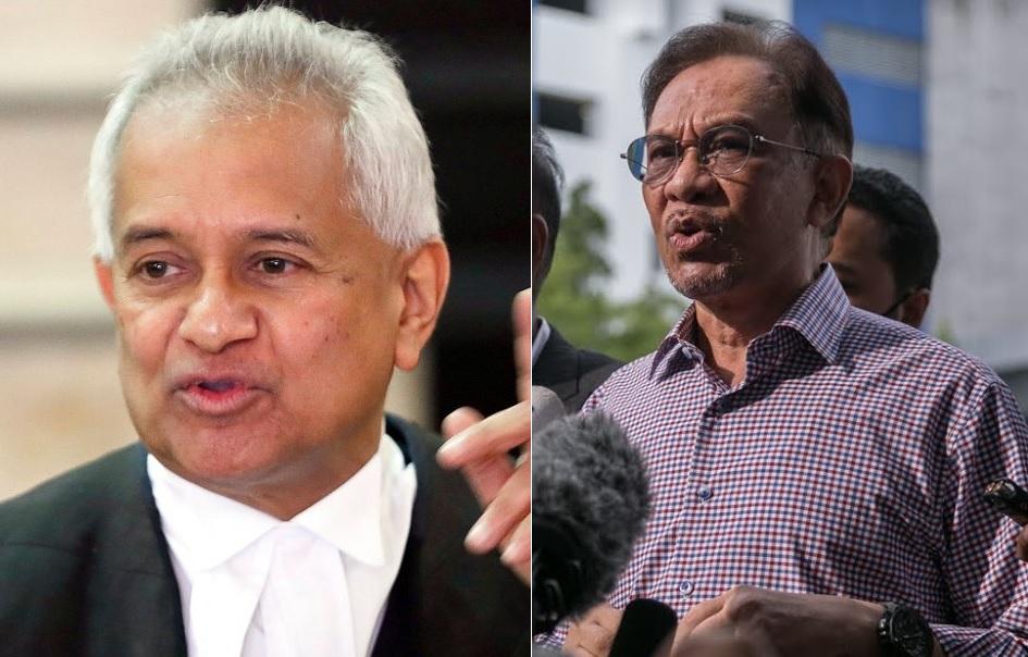 Former attorney-general Tommy Thomas and opposition leader Anwar Ibrahim.
