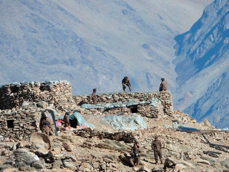 This photograph provided by the Indian army, according to them shows Chinese troops dismantling their bunkers at Pangong Tso region, in Ladakh along the India-China border on Feb 15. Photo: AP