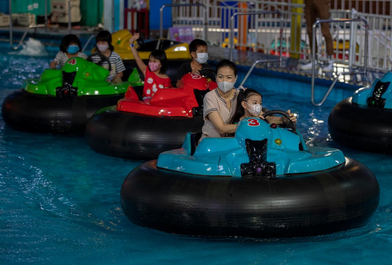 Visitors enjoy themselves at Yoyo Land, an indoor amusement centre in Bangkok, Thailand, June 16, 2020. Tourism in Thailand has been badly battered by the travel curbs imposed due to the Covid-19 pandemic. Photo: AP