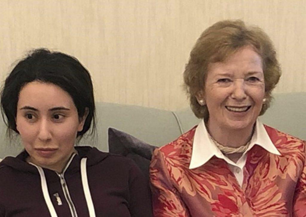 Latifa (left), the daughter of Sheikh Mohammed bin Rashid Al-Maktoum, with former United Nations high commissioner for human rights Mary Robinson in Dubai, Dec 15, 2018. Latifa claims she and her sister are both being kept prisoner although the Dubai royal family says coverage of her situation 'does not reflect the actual situation'. Photo: AP