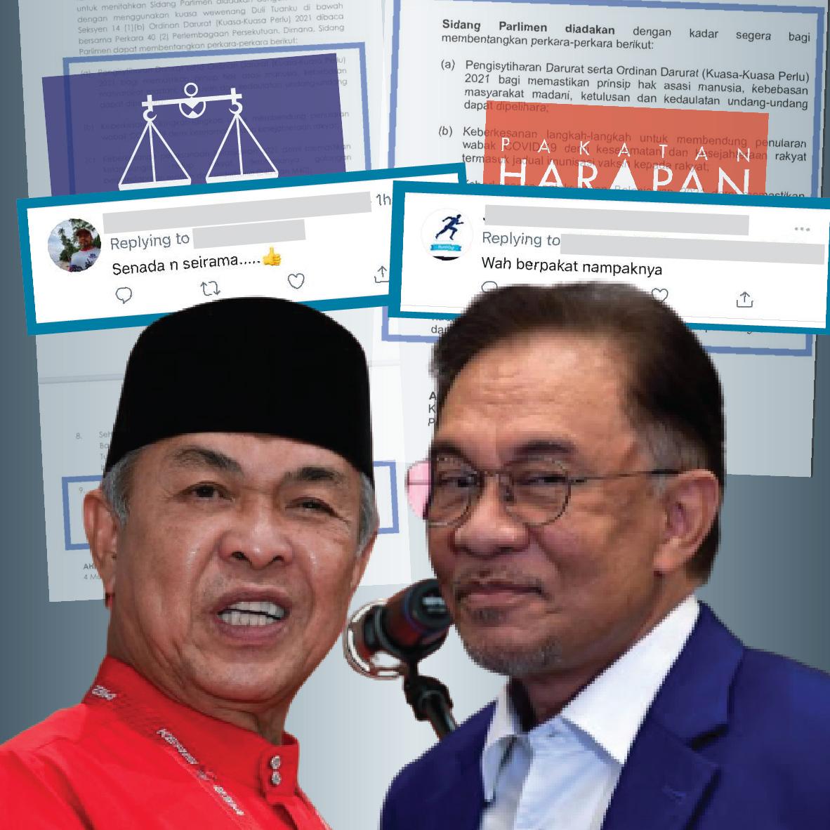 Anwar Ibrahim dan Ahmad Zahid Hamidi dilihat seirama dalam usaha menjatuhkan Muhyiddin Yassin.