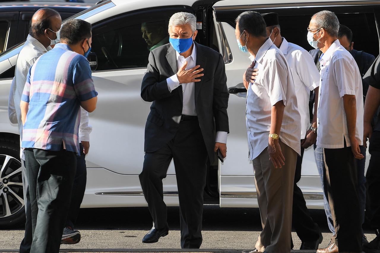 Former deputy prime minister Ahmad Zahid Hamidi arrives at the Kuala Lumpur High Court yesterday. Photo: Bernama