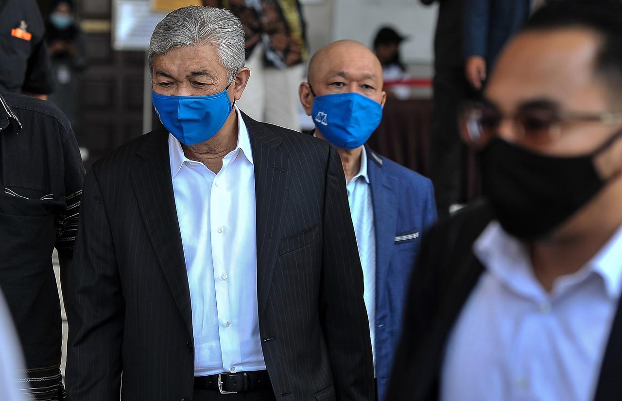 Former deputy prime minister Ahmad Zahid Hamidi at the Kuala Lumpur court complex today. Photo: Bernama