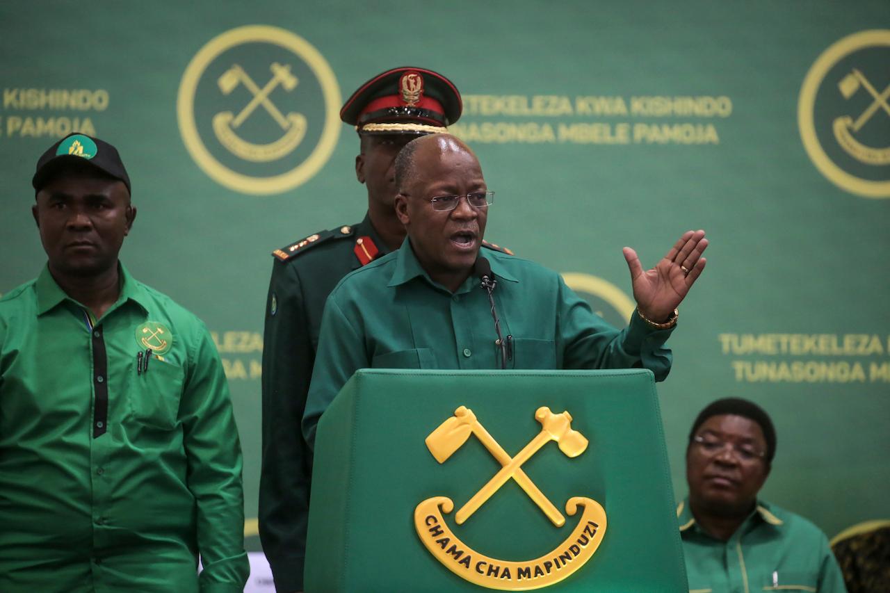 In this July 11, 2020 file photo, Tanzania President John Magufuli speaks at the national congress of his ruling Chama cha Mapinduzi party in Dodoma, Tanzania. Opposition politicians are raising questions about the health of Magufuli, who has not been seen in public for more than a week. Photo: AP