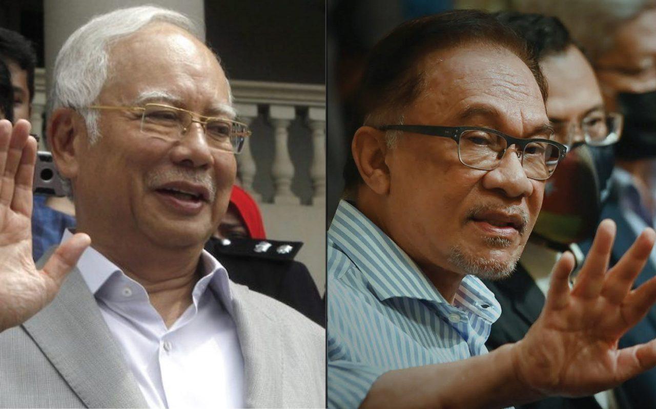 Former prime minister Najib Razak and opposition leader Anwar Ibrahim.