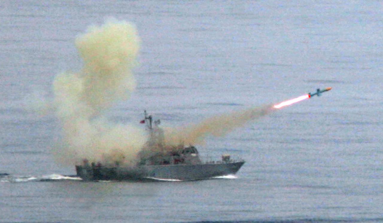 In this May 16, 2007, file photo, a Taiwanese navy frigate launches a 'Harpoon' surface-to-surface missile during the second day of the annual Hankuang military exercises off Ilan, central eastern coast of Taiwan. Taiwan's armed forces, dwarfed by China's, are in the midst of a modernisation programme to offer a more effective deterrent. Photo: AP