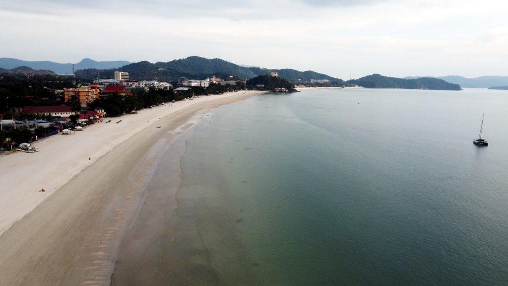 Pantai Chenang, a popular tourist spot in Langkawi, has been largely deserted under the movement restrictions put in place to curb the spread of Covid-19. Photo: Bernama