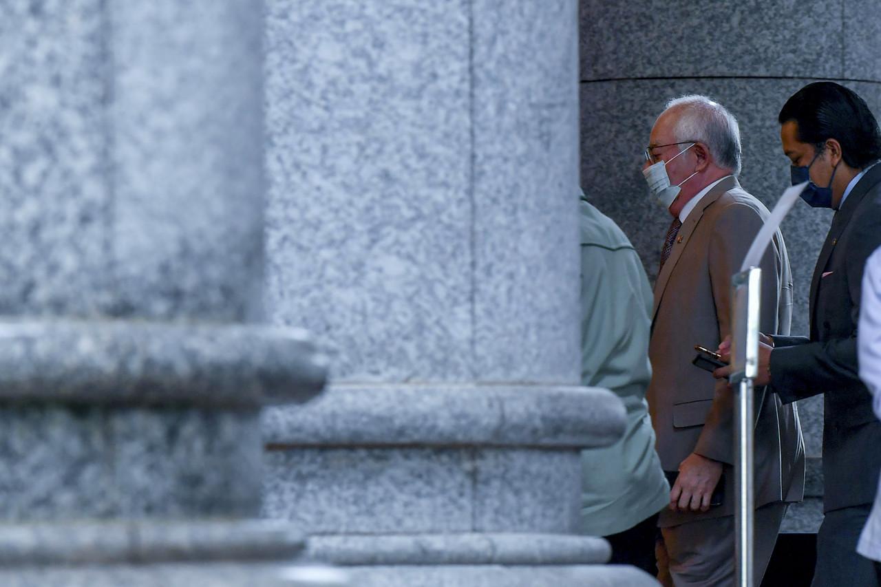 Former prime minister Najib Razak arrives at the Court of Appeal at Istana Kehakiman in Putrajaya for his appeal against his SRC International conviction. Photo: Bernama