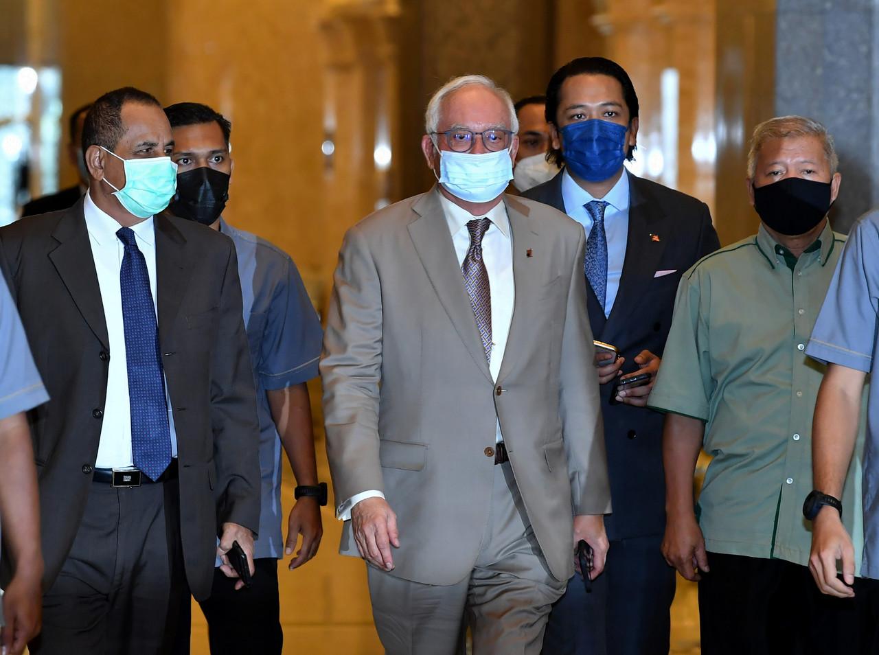 Former prime minister Najib Razak arrives at the Court of Appeal in Putrajaya today. Photo: Bernama