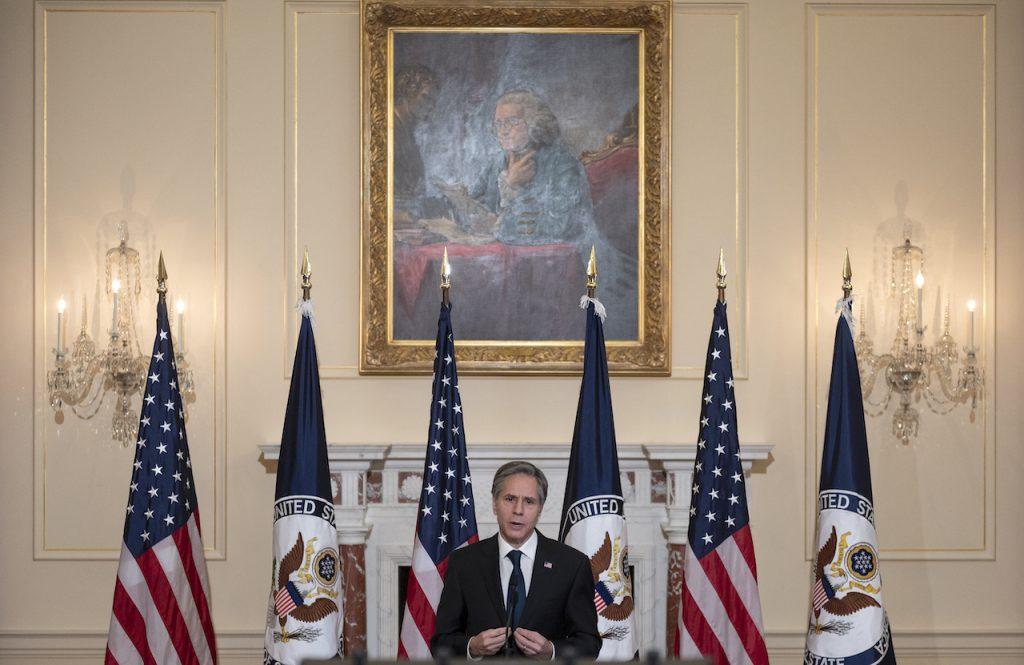 Setiausaha Negara AS Antony Blinken di Jabatan Negara, Washington. Gambar: AP