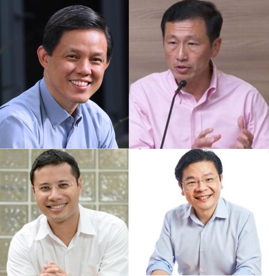 (Clockwise from top left) Chang Chun Sing, Ong Ye Kung, Lawrence Wong and Desmond Lee.