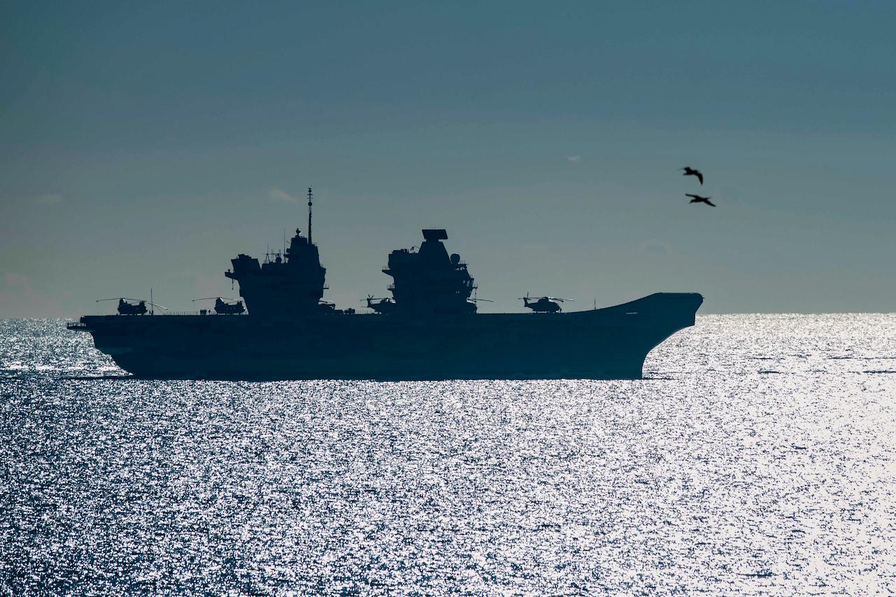 The 65,000-tonne HMS Queen Elizabeth, the largest warships ever built for the UK's Royal Navy, arrives at the British territory of Gibraltar in this Feb 9, 2018 photo. Photo: AP