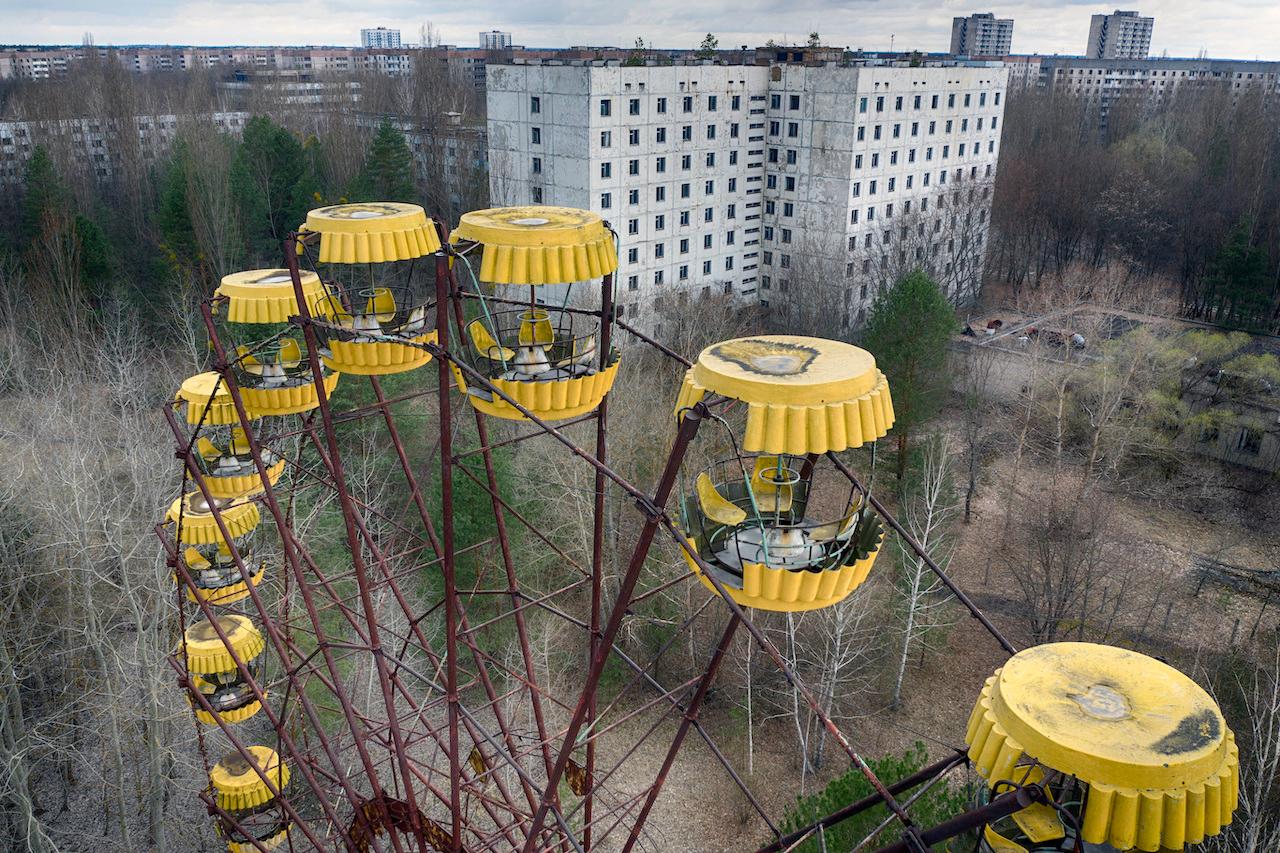 An abandoned carousel in the park is seen the ghost town of Pripyat close to the Chernobyl nuclear plant, Ukraine, April 15. Photo: AP