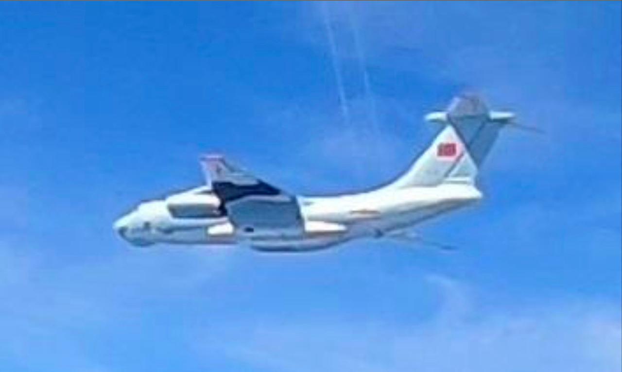 This handout photo from the Royal Malaysian Air Force taken on May 31 and released on June 1 shows a Chinese People's Liberation Army Air Force Ilyushin Il-76 aircraft that authorities said was in the airspace over Malaysia's maritime zone near the coast of Sarawak.
