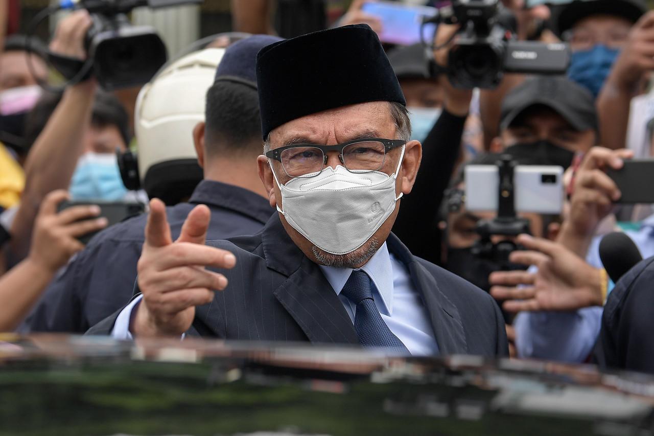 PKR president Anwar Ibrahim leaves the palace after his audience with Yang di-Pertuan Agong Sultan Abdullah Sultan Ahmah Shah in Kuala Lumpur yesterday. Photo: Bernama