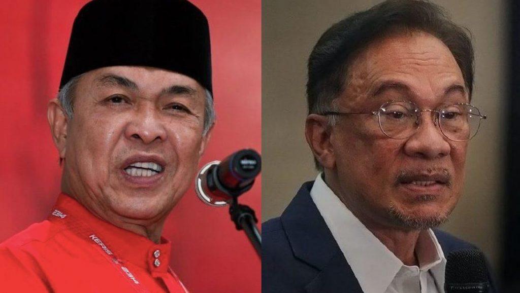 Presiden Umno Ahmad Zahid Hamidi dan Presiden PKR Anwar Ibrahim.
