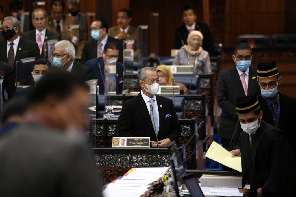 Prime Minister Muhyiddin Yassin in the Dewan Rakyat last December. Photo: Bernama