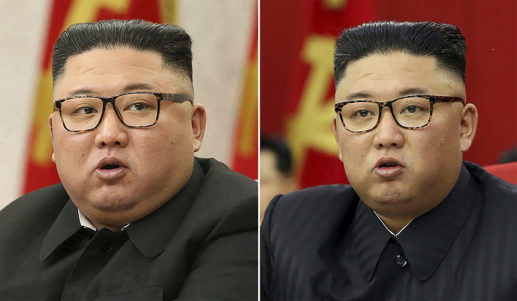 This combination of file photos provided by the North Korean government shows North Korean leader Kim Jong Un at Workers' Party meetings in Pyongyang, North Korea, on Feb 8 (left) and June 15. Photo: AP