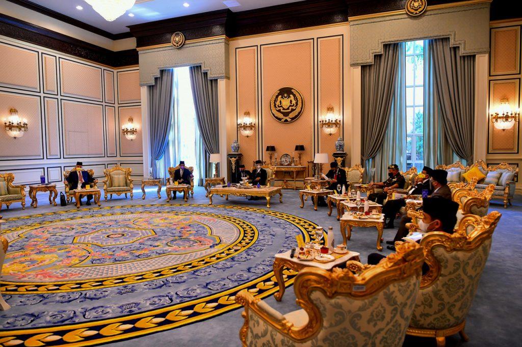 Yang di-Pertuan Agong Sultan Abdullah Sultan Ahmad Shah chairs a special meeting of the Malay rulers at Istana Negara in Kuala Lumpur on June 16. Photo: Bernama