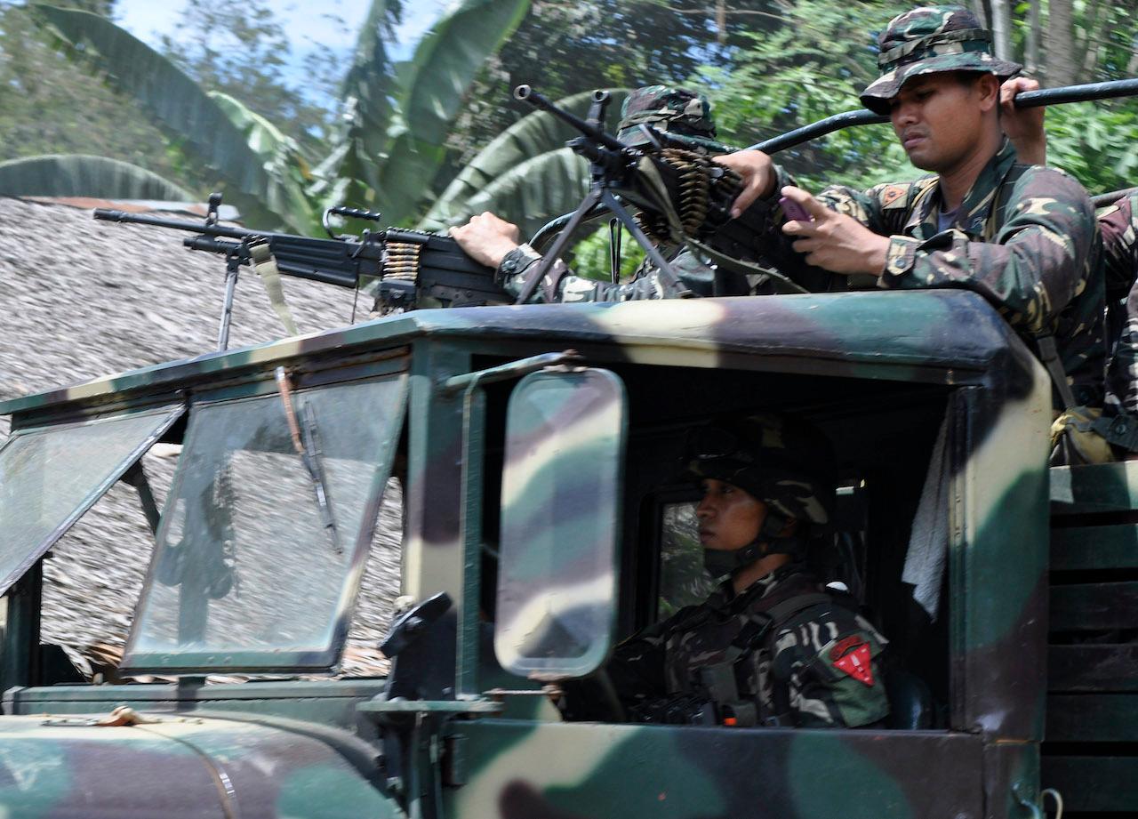 Philippine soldiers on the volatile island of Jolo, southern Philippines, in this Oct 17, 2014 file photo. The military has a heavy presence in the southern Philippines where militant groups, including the kidnap-for-ransom outfit Abu Sayyaf, operate. Photo: AP